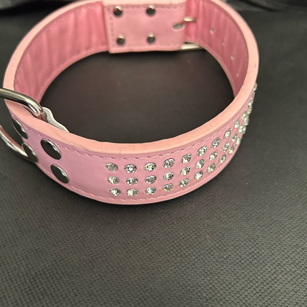 Rhinestone Pink Dog Collar